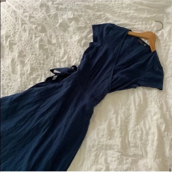 New Ralph Lauren Linen Maxi Navy Long Dress - Picture 16 of 16
